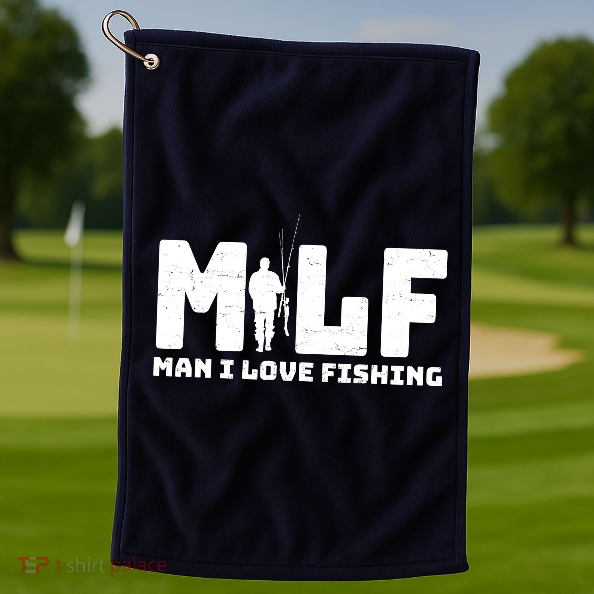 Funny MILF Man I Love Fishing Golf Towel