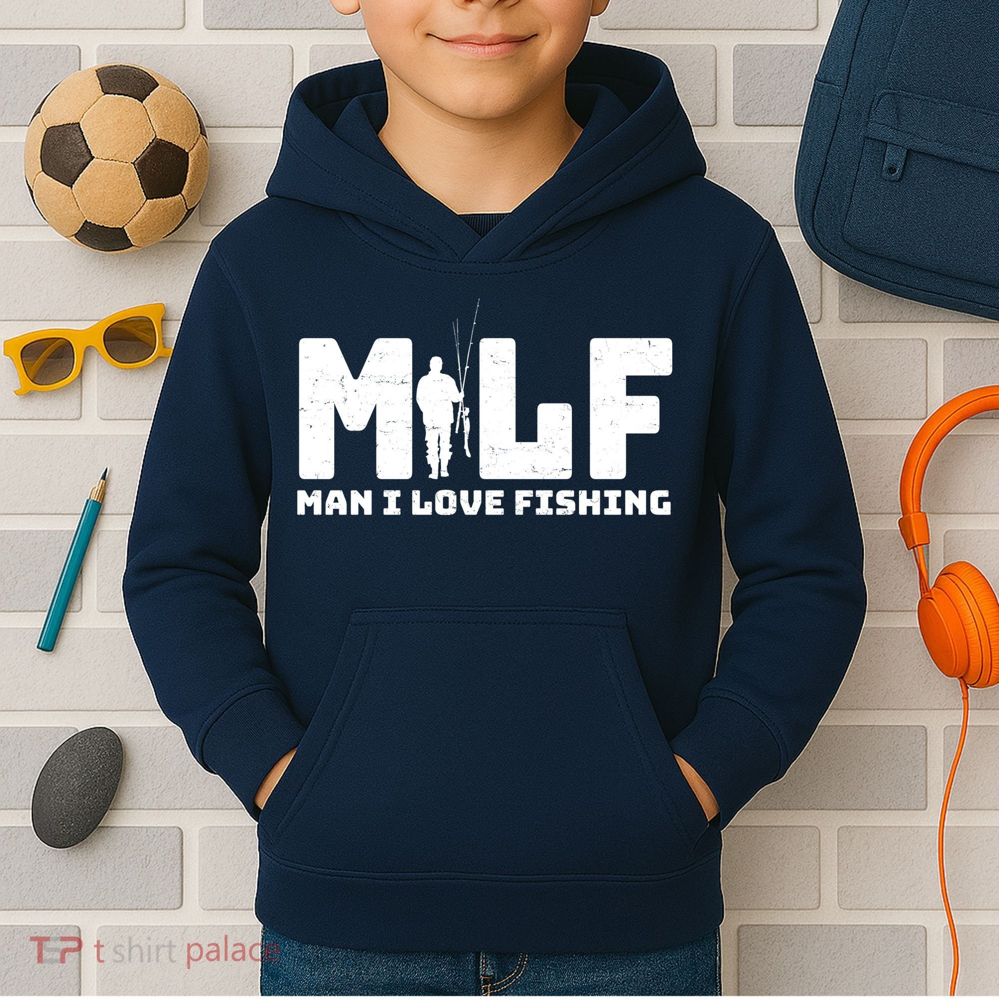 Funny MILF Man I Love Fishing Kids Hoodie