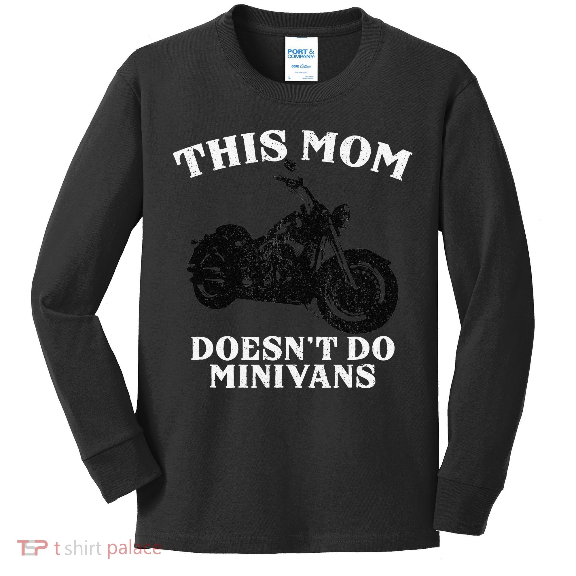 Funny Motorcycle Mom Biker Minivan Mother's Day Motor Bike Kids Long Sleeve Shirt