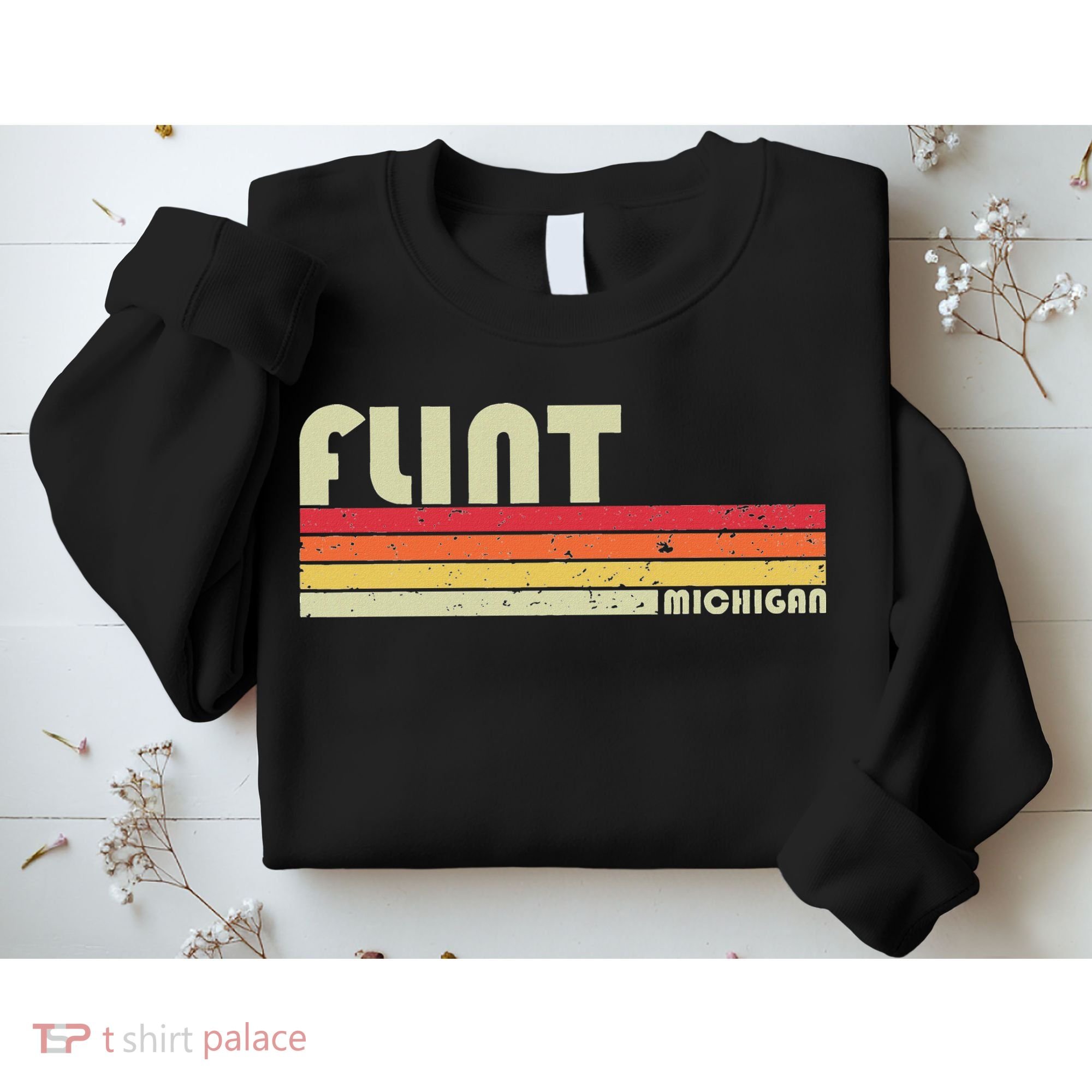Flint Mi Michigan Funny City Home Roots Gift Retro 70s 80s Sweatshirt