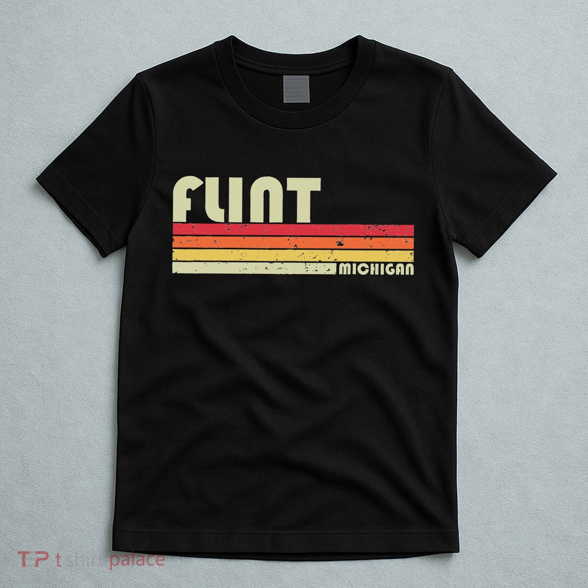 Flint Mi Michigan Funny City Home Roots Gift Retro 70s 80s T-Shirt