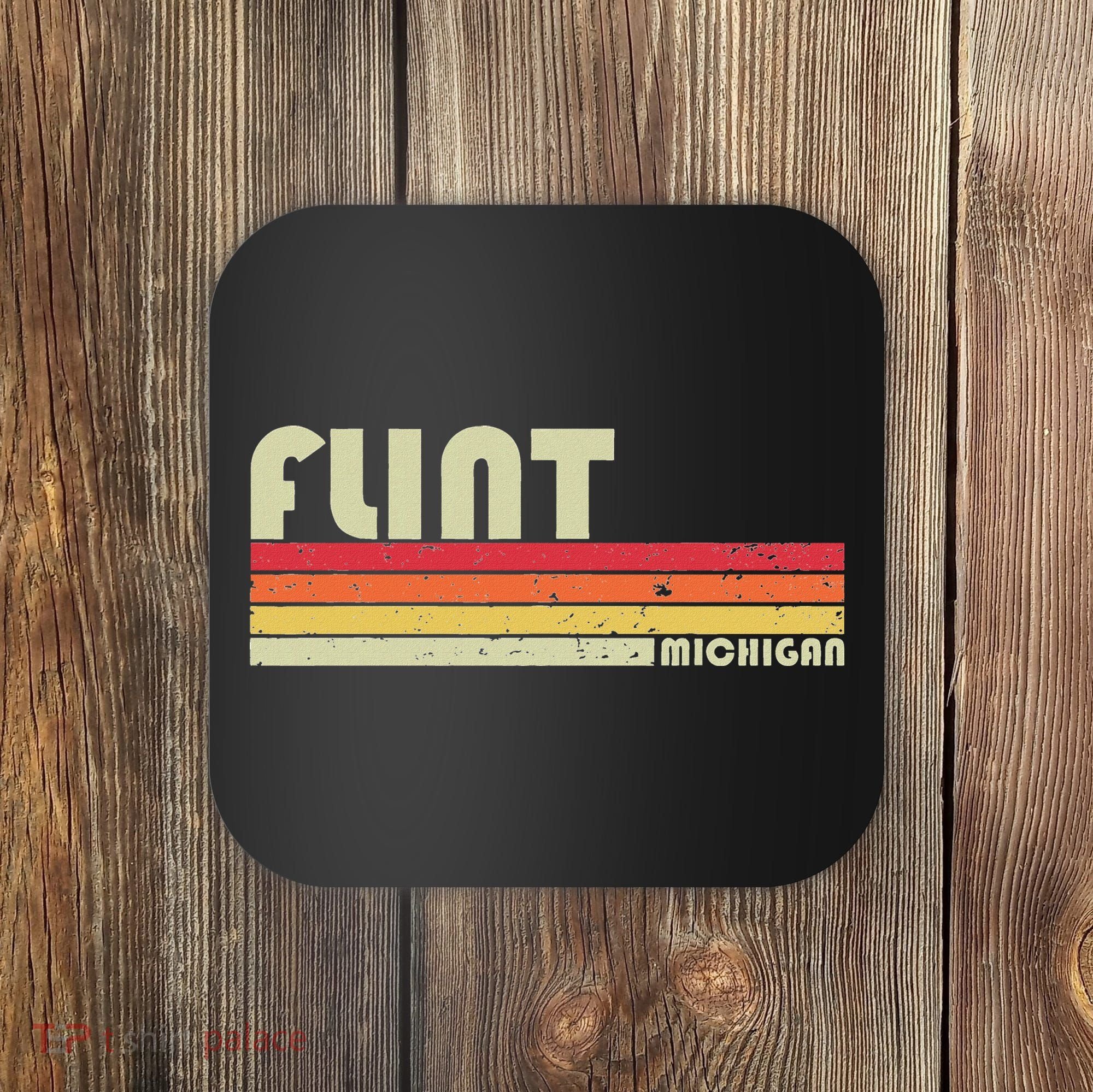 Flint Mi Michigan Funny City Home Roots Gift Retro 70s 80s Coaster