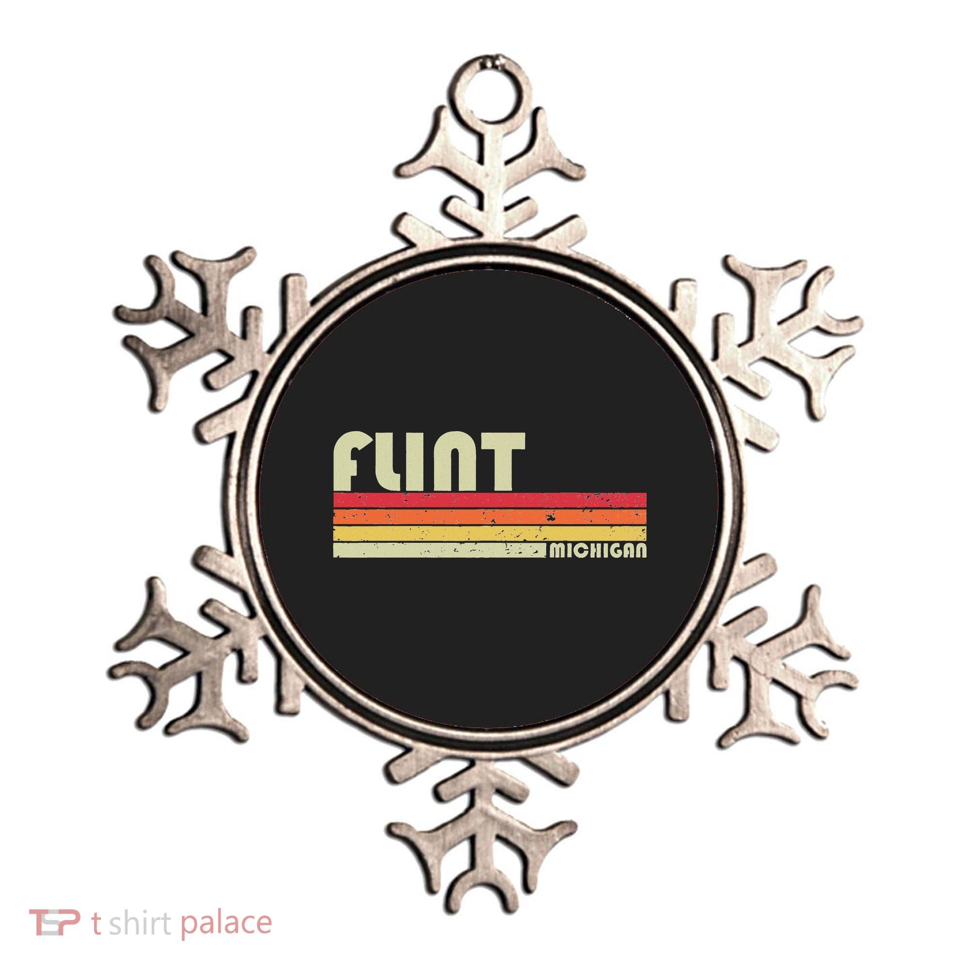 Flint Mi Michigan Funny City Home Roots Gift Retro 70s 80s Ornament