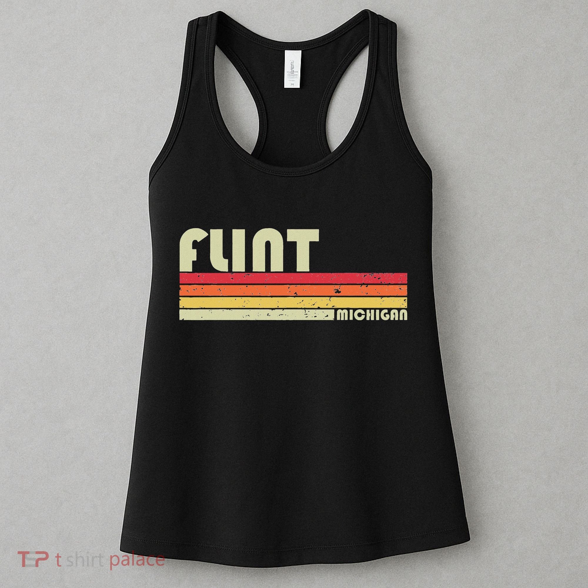 Flint Mi Michigan Funny City Home Roots Gift Retro 70s 80s Women's Tank Top