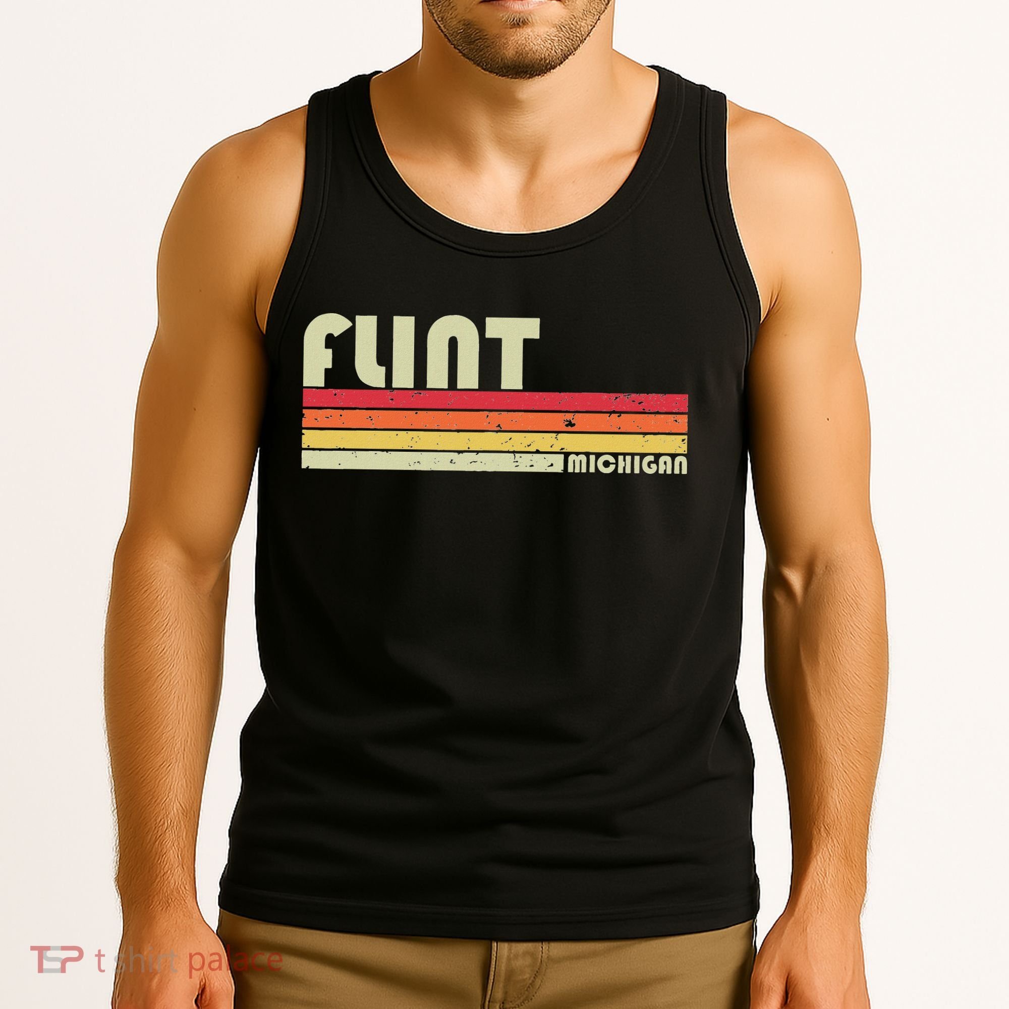 Flint Mi Michigan Funny City Home Roots Gift Retro 70s 80s Tank Top
