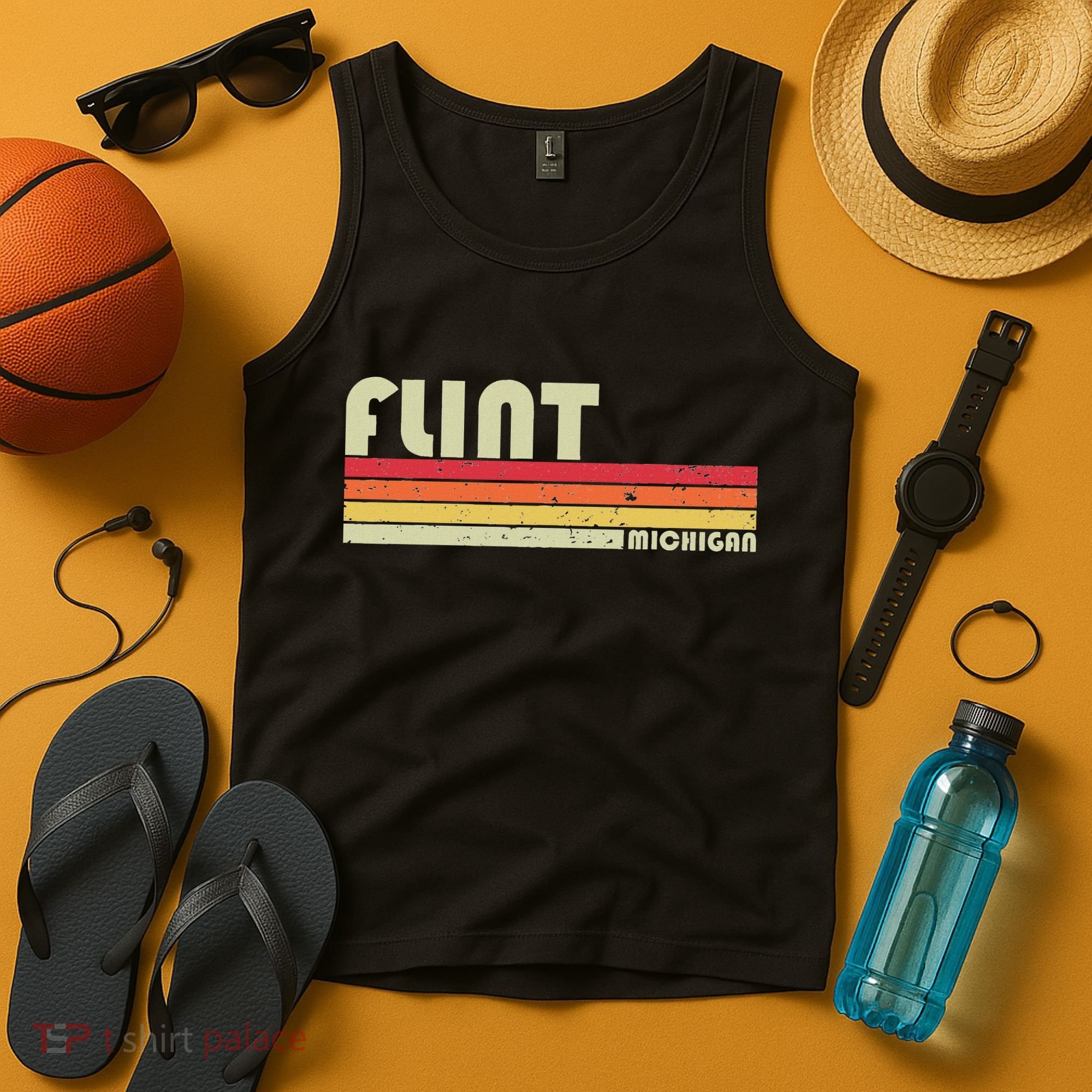 Flint Mi Michigan Funny City Home Roots Gift Retro 70s 80s Tank Top