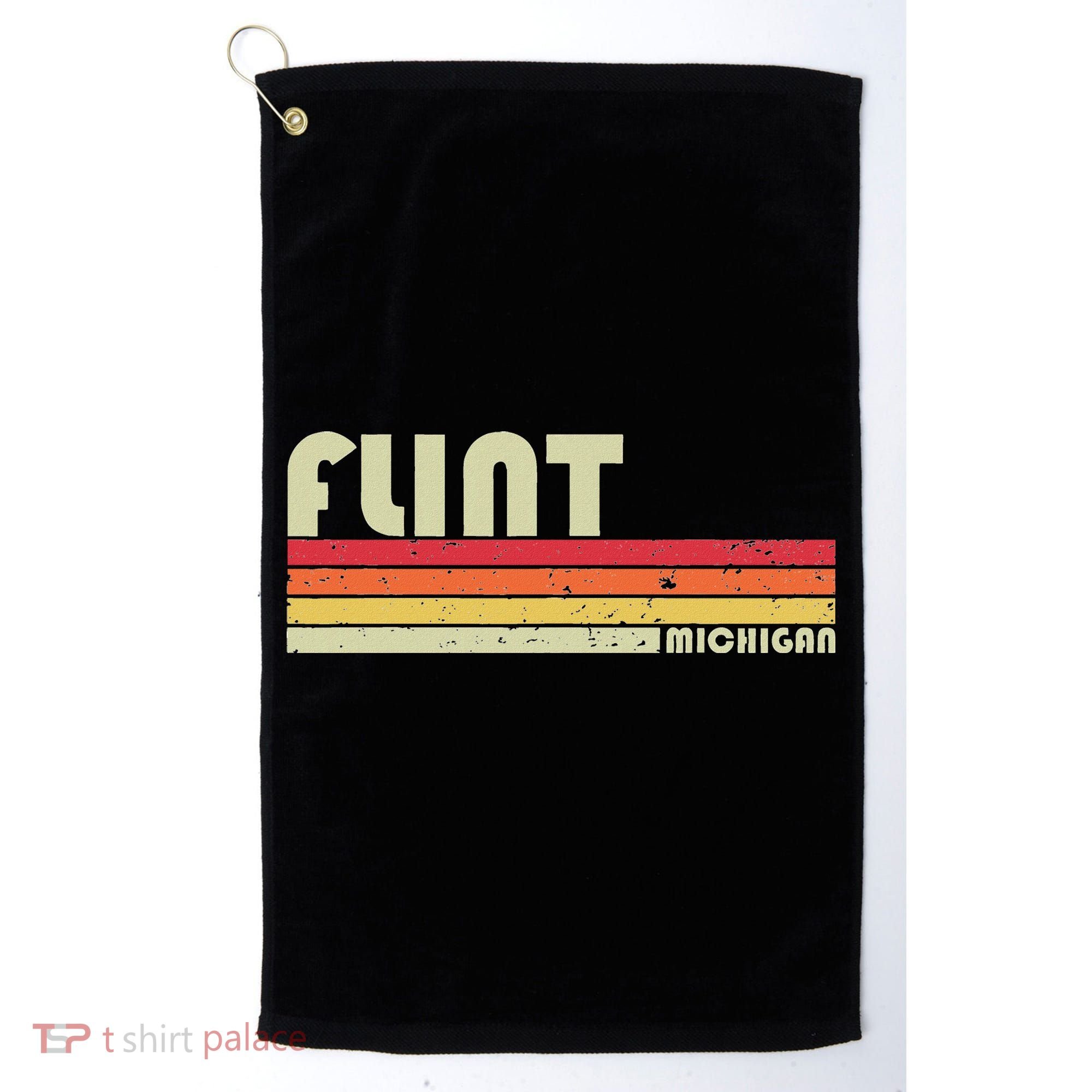 Flint Mi Michigan Funny City Home Roots Gift Retro 70s 80s Golf Towel