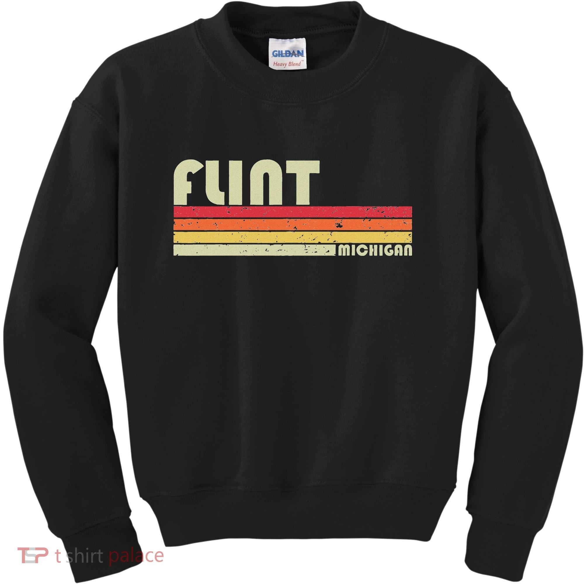 Flint Mi Michigan Funny City Home Roots Gift Retro 70s 80s Kids Sweatshirt