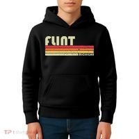 Flint Mi Michigan Funny City Home Roots Gift Retro 70s 80s Kids Hoodie thumb 4