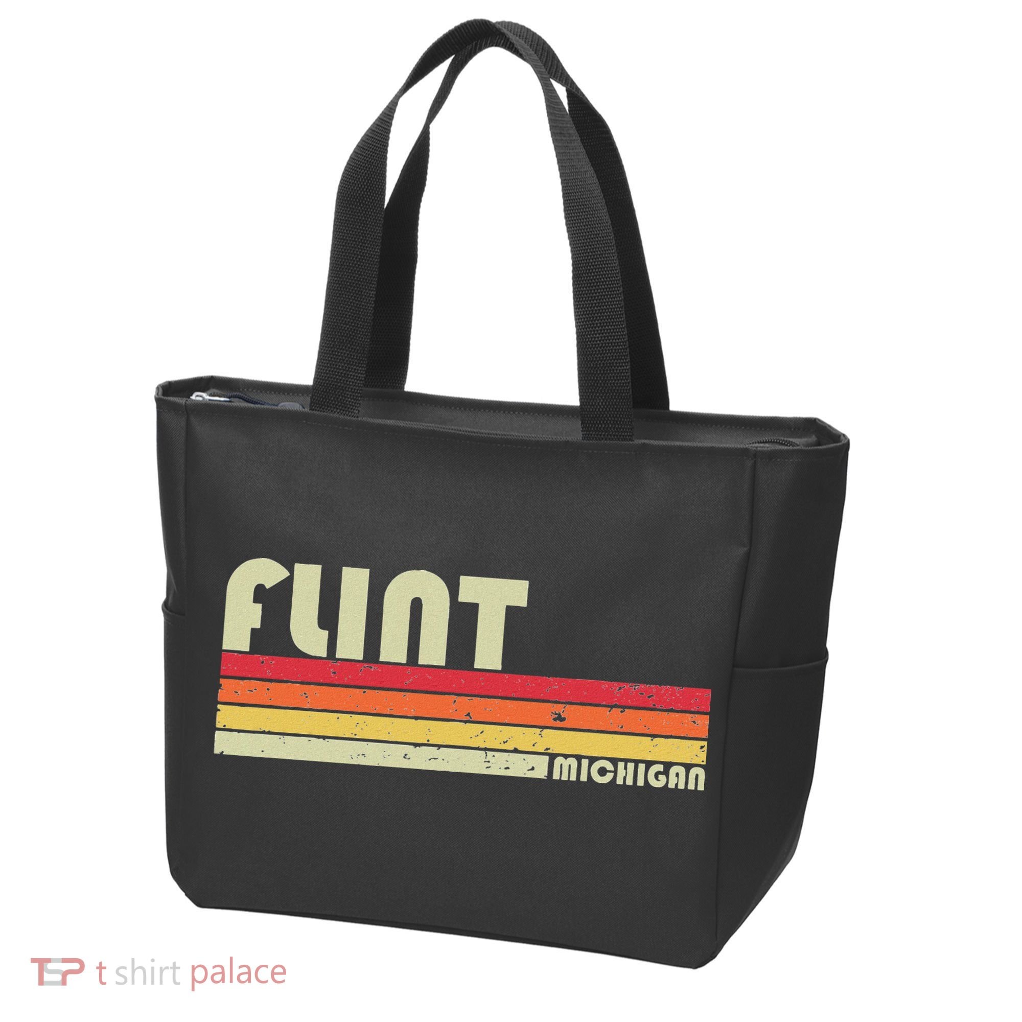 Flint Mi Michigan Funny City Home Roots Gift Retro 70s 80s Tote Bag