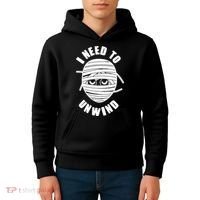 Funny Monster Mummy I Need To Unwind Kids Hoodie thumb 4