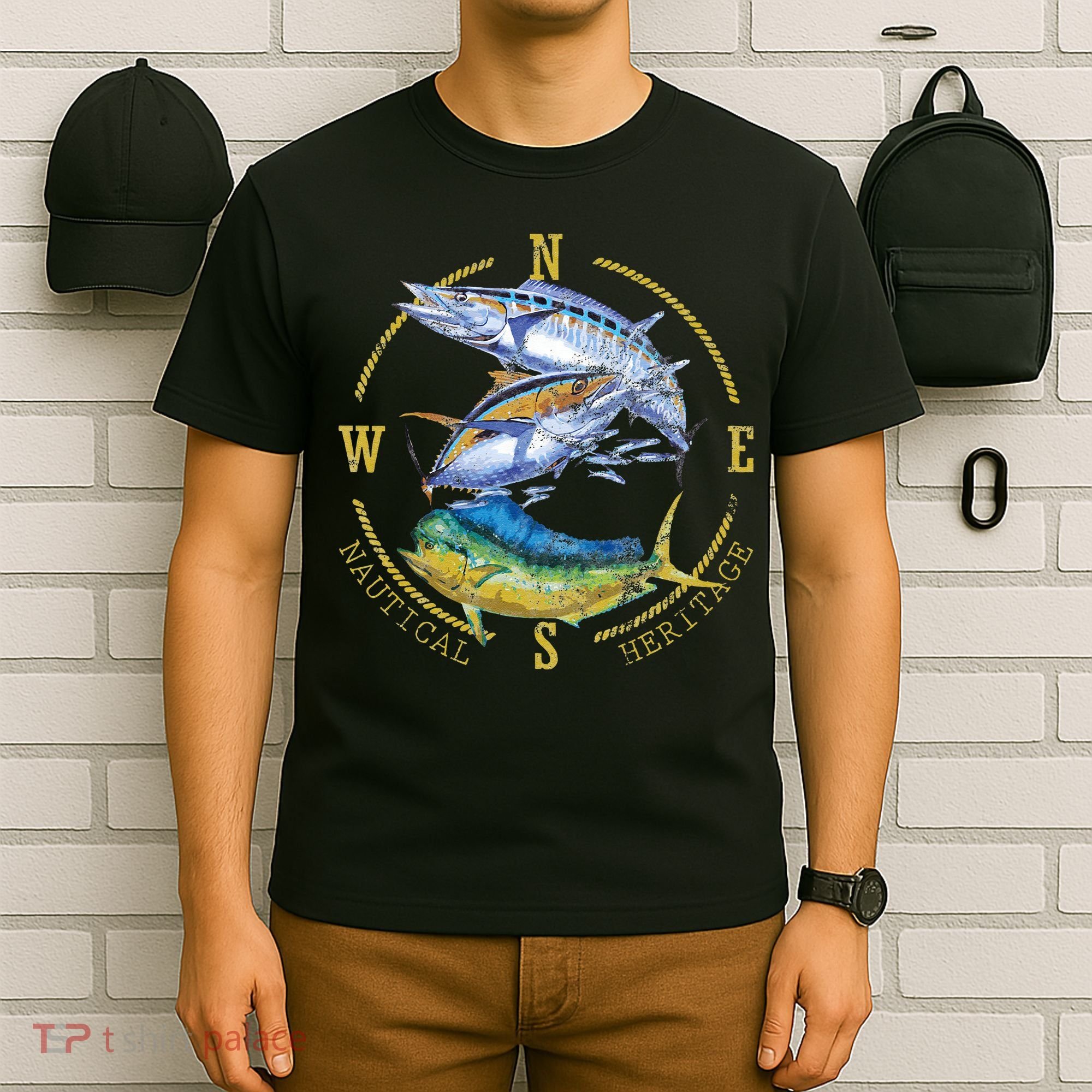 Fish Mahi Mahi Tuna Kingfish Nautical Heritage Fishing Gift T-Shirt