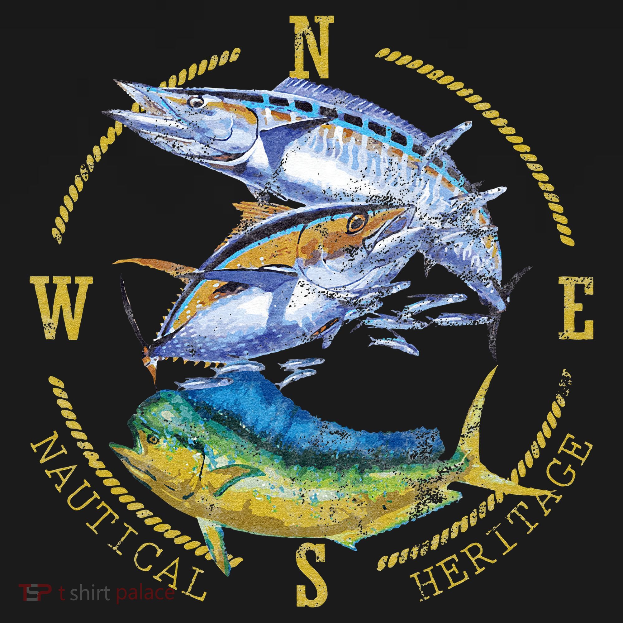 Fish Mahi Mahi Tuna Kingfish Nautical Heritage Fishing Gift T-Shirt