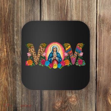 Floral Mom Mother Mary Leopard Rainbow Pattern Coaster