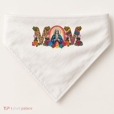 Floral Mom Mother Mary Leopard Rainbow Pattern USA-Made Doggie Bandana
