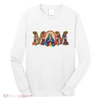 Floral Mom Mother Mary Leopard Rainbow Pattern Long Sleeve Shirt thumb 0