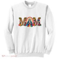 Floral Mom Mother Mary Leopard Rainbow Pattern Sweatshirt thumb 0