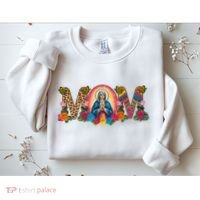 Floral Mom Mother Mary Leopard Rainbow Pattern Sweatshirt thumb 2