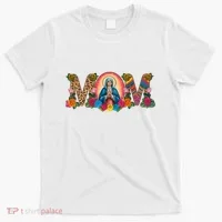 Floral Mom Mother Mary Leopard Rainbow Pattern T-Shirt thumb 0