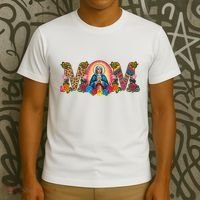 Floral Mom Mother Mary Leopard Rainbow Pattern T-Shirt thumb 3