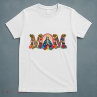 Floral Mom Mother Mary Leopard Rainbow Pattern T-Shirt thumb 5
