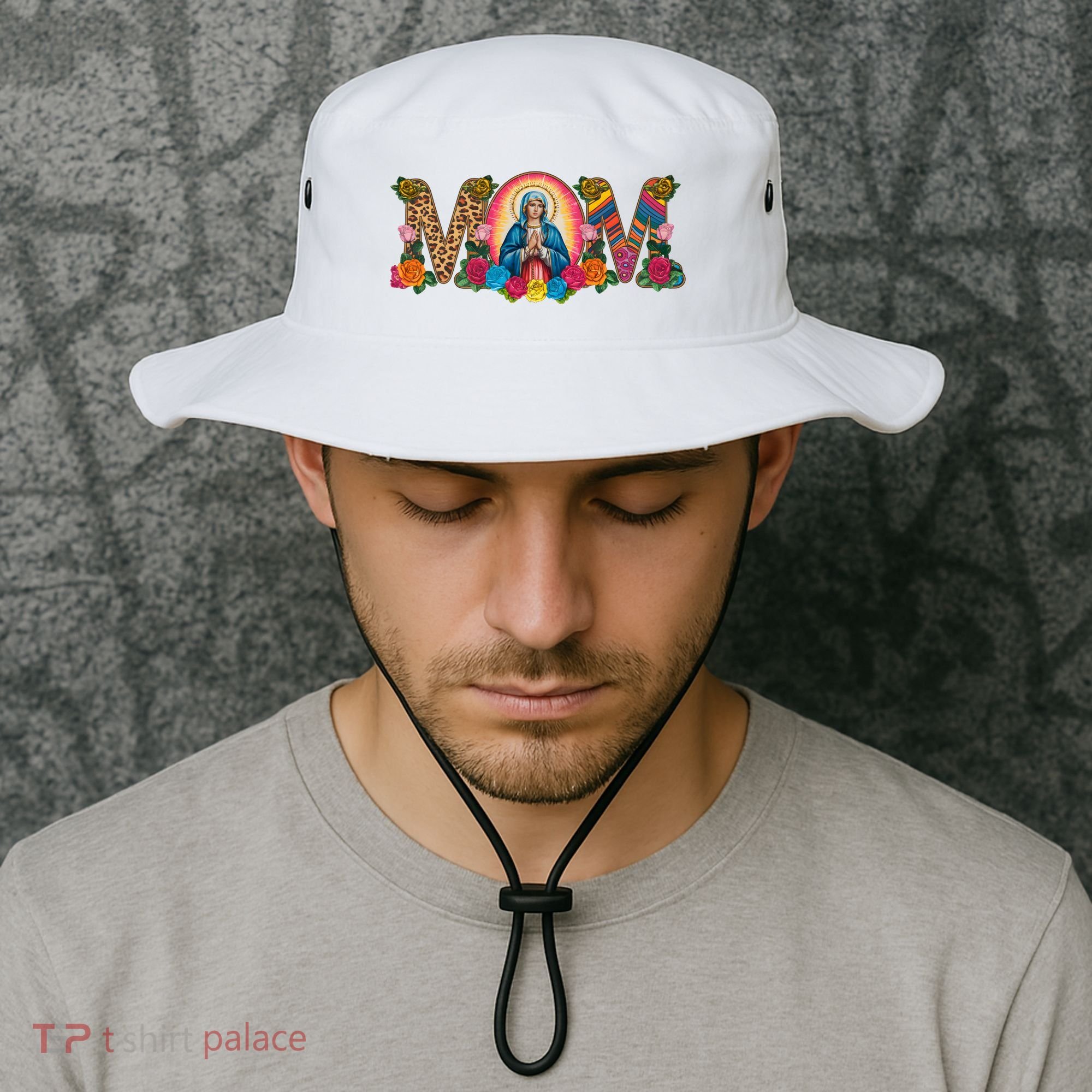 Floral Mom Mother Mary Leopard Rainbow Pattern Bucket Hat