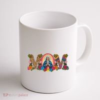 Floral Mom Mother Mary Leopard Rainbow Pattern Coffee Mug thumb 1