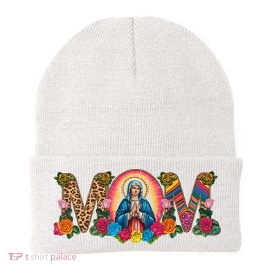 Floral Mom Mother Mary Leopard Rainbow Pattern Beanie