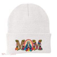 Floral Mom Mother Mary Leopard Rainbow Pattern Beanie thumb 0