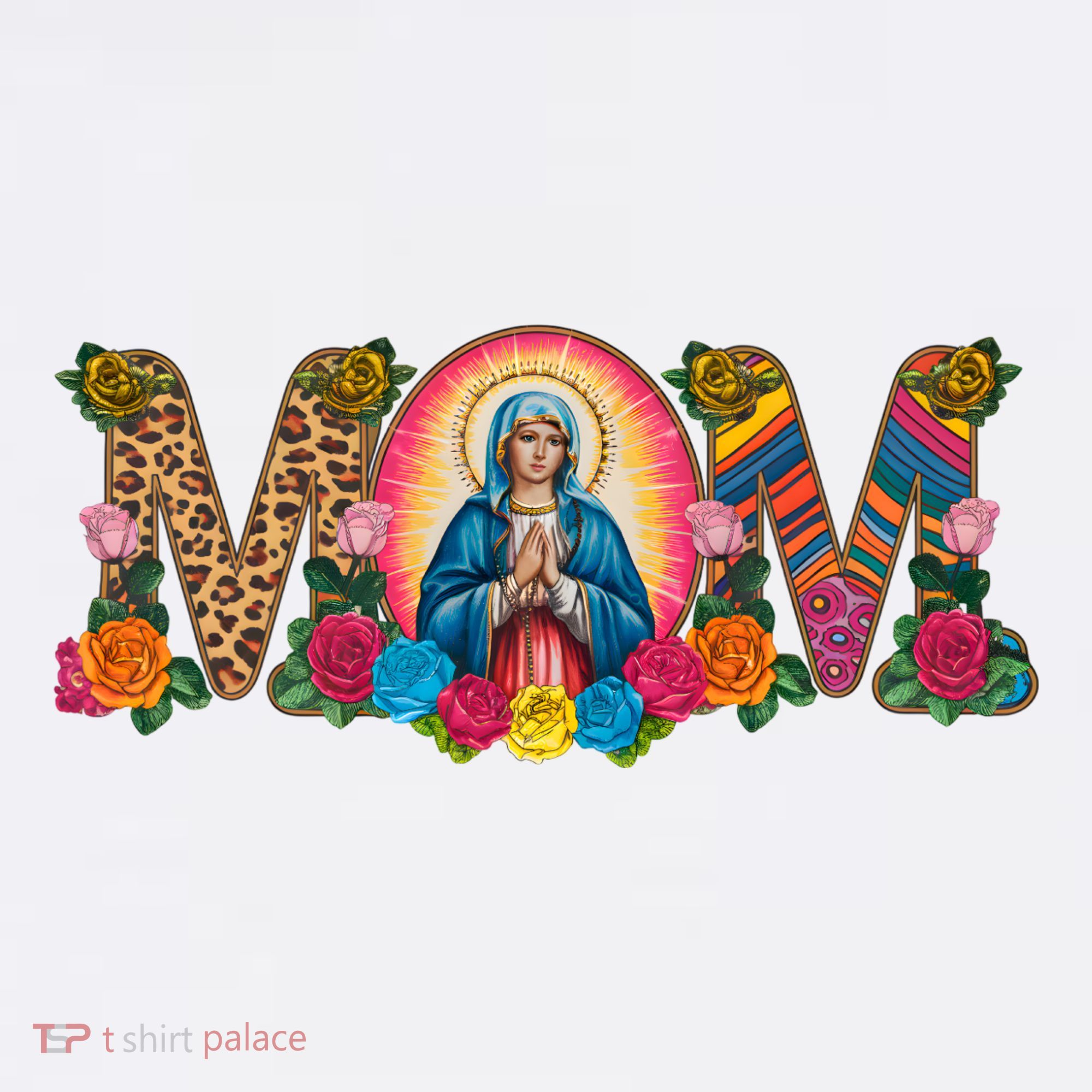 Floral Mom Mother Mary Leopard Rainbow Pattern Women's Hoodie