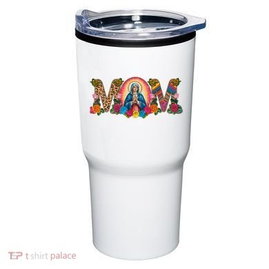 Floral Mom Mother Mary Leopard Rainbow Pattern Tumbler
