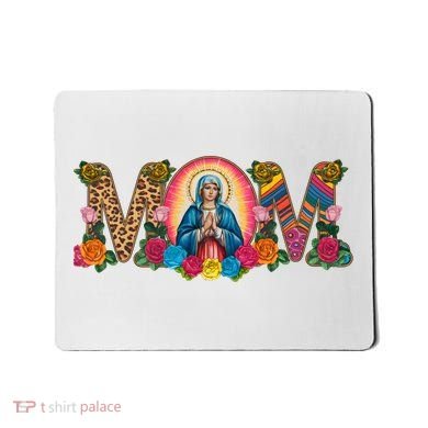 Floral Mom Mother Mary Leopard Rainbow Pattern Mousepad