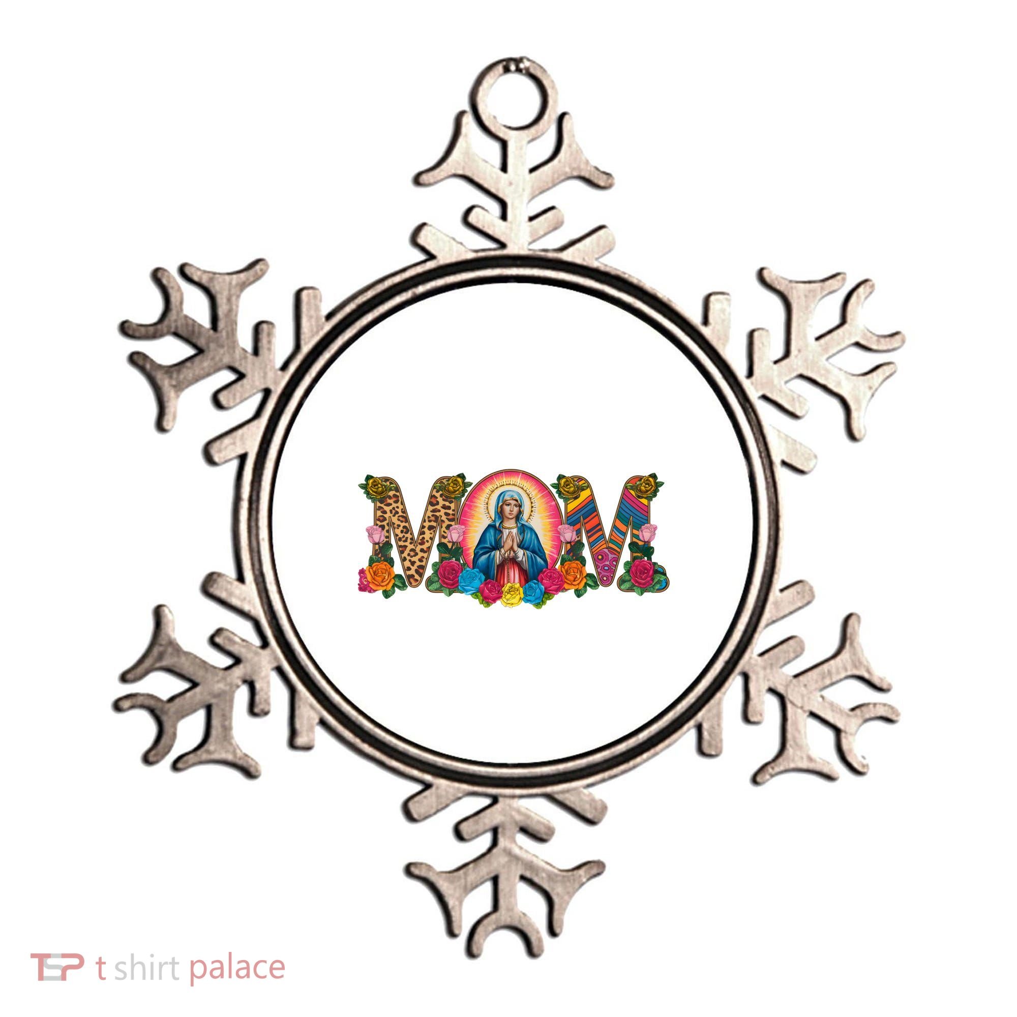 Floral Mom Mother Mary Leopard Rainbow Pattern Ornament