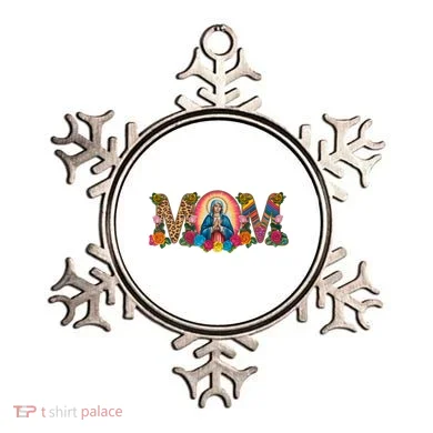 Floral Mom Mother Mary Leopard Rainbow Pattern Ornament