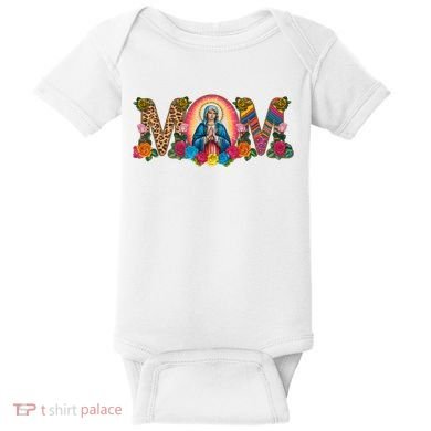 Floral Mom Mother Mary Leopard Rainbow Pattern Baby Bodysuit