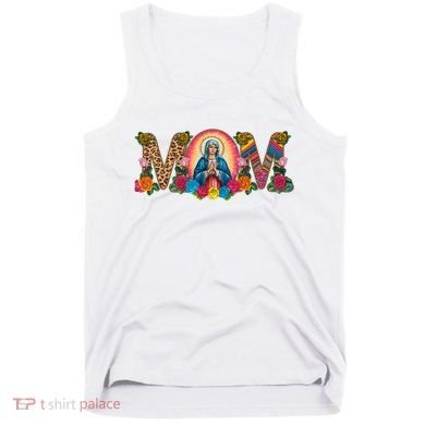 Floral Mom Mother Mary Leopard Rainbow Pattern Tank Top