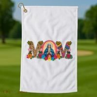 Floral Mom Mother Mary Leopard Rainbow Pattern Golf Towel thumb 1