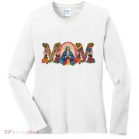 Floral Mom Mother Mary Leopard Rainbow Pattern Women's Long Sleeve Shirt thumb 0