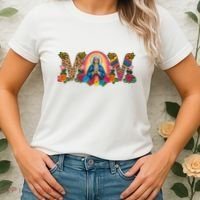 Floral Mom Mother Mary Leopard Rainbow Pattern Women's T-Shirt thumb 2