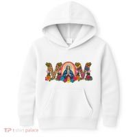 Floral Mom Mother Mary Leopard Rainbow Pattern Kids Hoodie thumb 0
