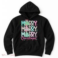 Floral Merry Merry Merry Christmas Holiday Festive Hoodie thumb 0