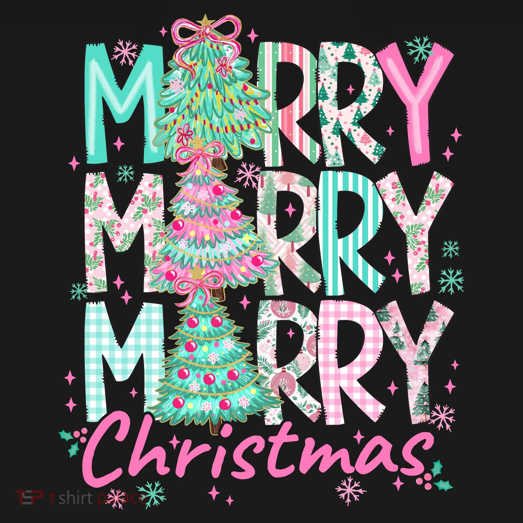 Floral Merry Merry Merry Christmas Holiday Festive Apron
