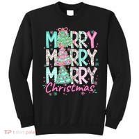 Floral Merry Merry Merry Christmas Holiday Festive Sweatshirt thumb 0