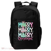 Floral Merry Merry Merry Christmas Holiday Festive Backpack thumb 0