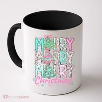 Floral Merry Merry Merry Christmas Holiday Festive Coffee Mug thumb 0