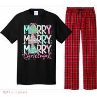 Floral Merry Merry Merry Christmas Holiday Festive Pajama Set thumb 0