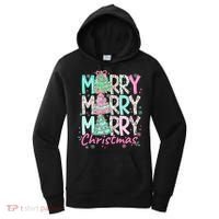 Floral Merry Merry Merry Christmas Holiday Festive Women's Hoodie thumb 0