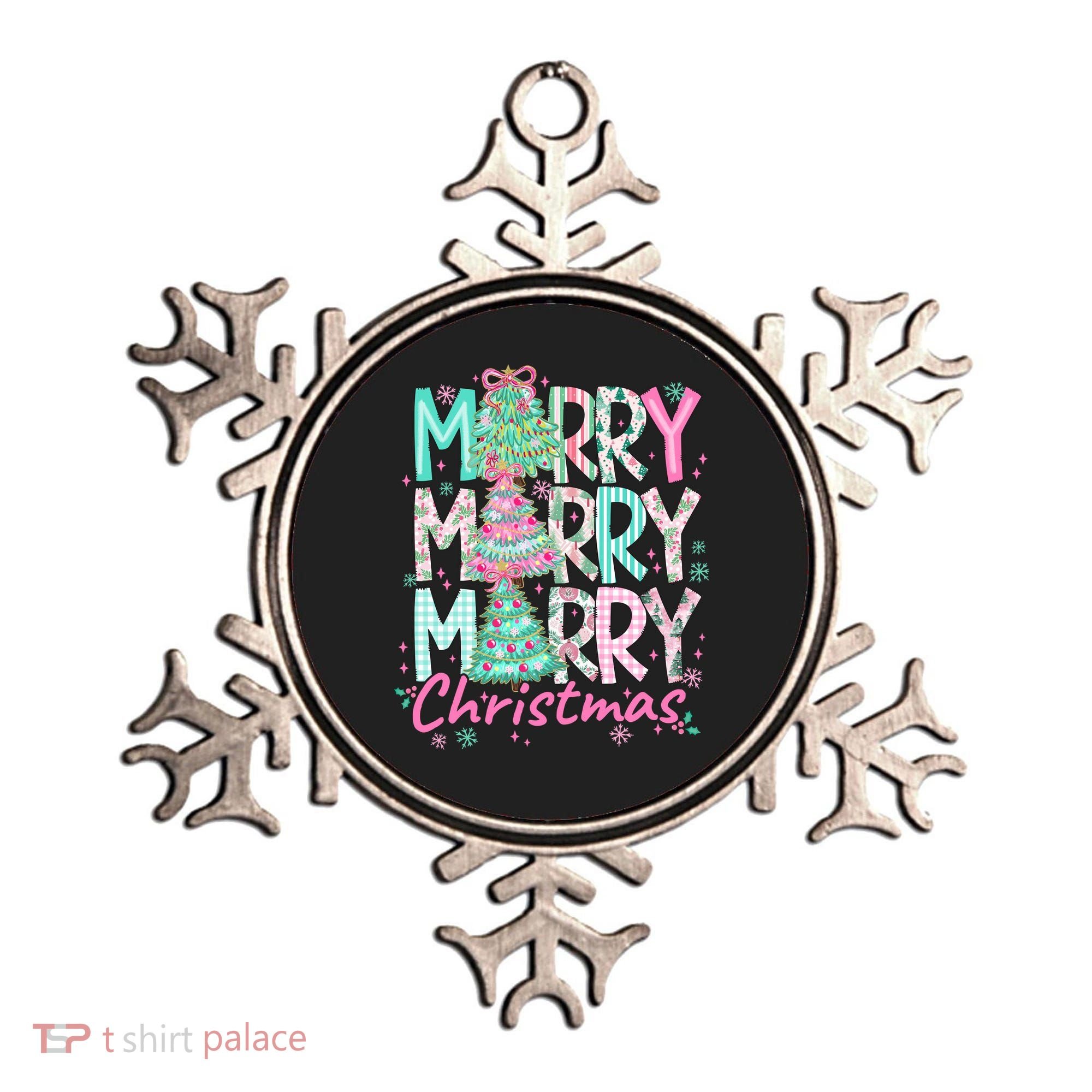 Floral Merry Merry Merry Christmas Holiday Festive Ornament