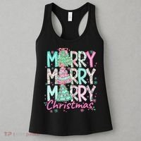 Floral Merry Merry Merry Christmas Holiday Festive Women's Tank Top thumb 3