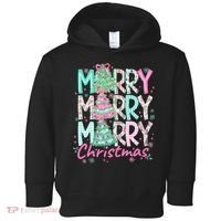 Floral Merry Merry Merry Christmas Holiday Festive Toddler Hoodie thumb 0